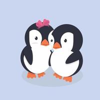 Cute happy penguin couple vector