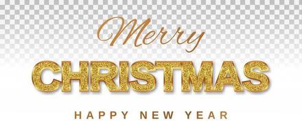 Merry Christmas and Happy New Year golden text vector