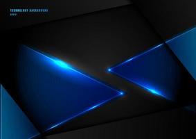 Abstract blue triangles with lighting laser vector