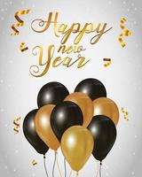 Happy New Year celebration poster with balloons vector