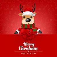 Cute Reindeer on a red background vector