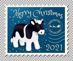 2021 year of the bull stamp vector