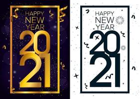 feliz año nuevo, conjunto de tarjetas de celebración 2021 vector