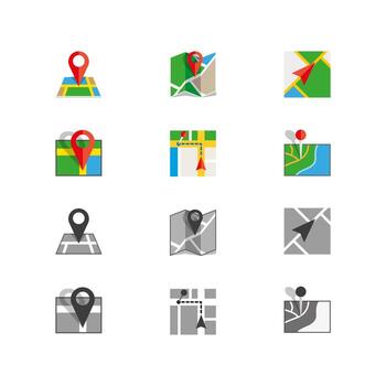 Gps map and navigation icons collection vector