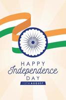 feliz día de la independencia de india tarjeta de celebración vector