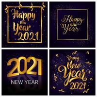 Happy New Year, 2021 celebration card set vector