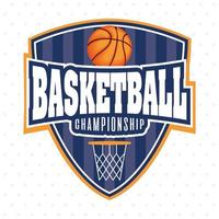 Basketball championship sports shield emblem with ball vector