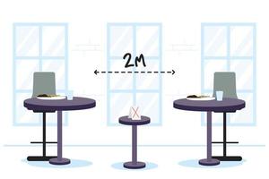 Restaurant tables with proper distance social background vector