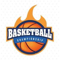Emblema deportivo del campeonato de baloncesto con bola vector