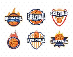 conjunto de emblemas deportivos de campeonato de baloncesto vector