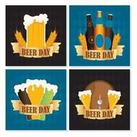 Beer Day celebration composition set vector