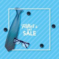 Father's day sale banner with tie and eyeglasses vector