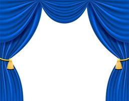 Blue theatrical curtain for design vector illustration