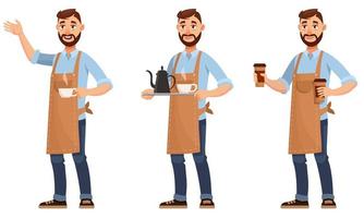 barista en diferentes poses. vector