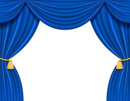Blue theatrical curtain for design vector illustration