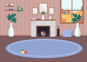 Cozy living room with fireplace vector