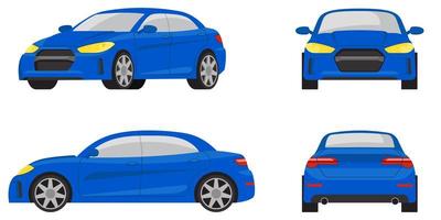 Sedan car in different views vector