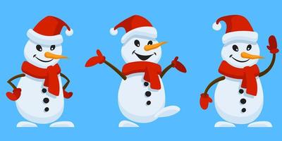 Snowman in different poses vector