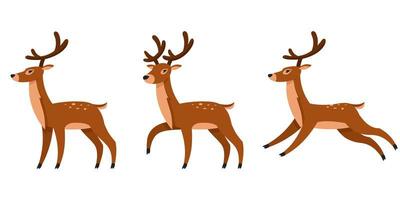 Christmas reindeer in different poses vector