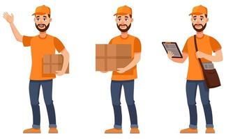 Courier in different poses vector
