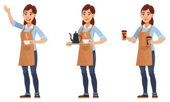 Barista in different poses vector