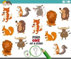 One of a kind game with animals vector