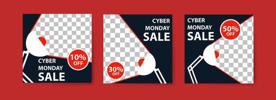 conjunto de banners de venta de cyber monday vector
