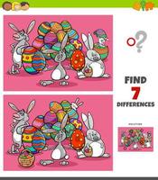 Differences task with cartoon Easter characters vector