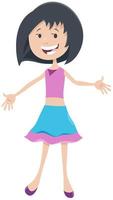 Happy teen girl comic character cartoon vector