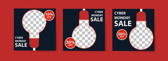 conjunto de banners de venta de cyber monday vector