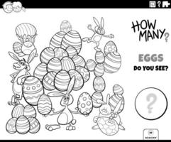 Counting Easter eggs educational game color book vector