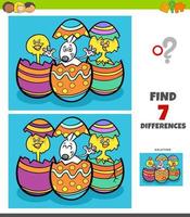 Differences game with cartoon Easter characters vector