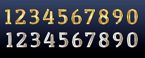 Gold and silver numbers vector