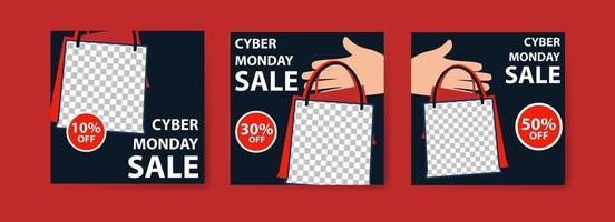 Cyber Monday Sale banner set vector