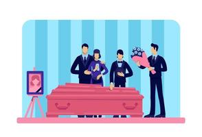 Funeral ceremony standing around coffin vector