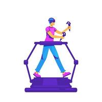 Man on VR treadmill vector