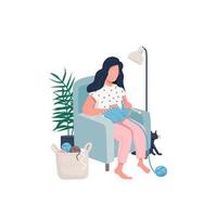 Knitting woman in chair vector