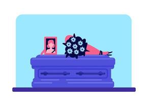 Dead girl coffin and photo vector