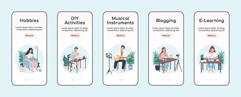 Learn creative hobby onboarding mobile app vector