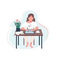 Female designer on tablet vector