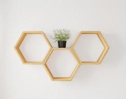 Hexagon shelf and flower for copy space or mock up photo