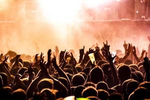 People raising their hands on a concert photo