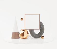 Golden and marble geometric shape podium background photo