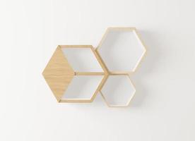 estante hexagonal de madera con espacio de copia