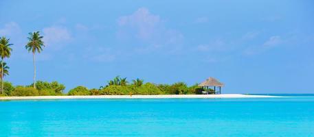 Blue water and an island photo