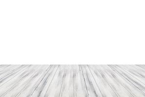 Grey wooden table on white background photo