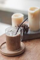 Iced coffee with autumn decor photo