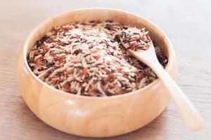 Rice in a bowl on a table photo