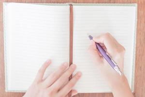 Woman writing in her notebook photo