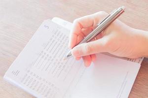 Businesswoman working on finance photo